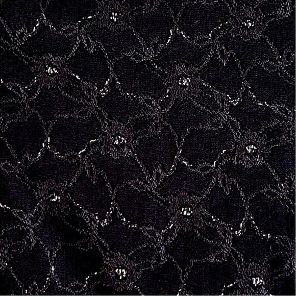 Byline Floral Lace Bustier Size M Black Silver Metallic Feminine Glam Y2K Style - Picture 3 of 9